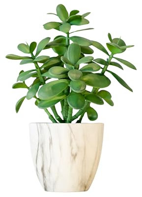 365 Blooming Decor Künstliche Jadepflanze 30,5 cm im Marmormuster-Topf, luxuriöse künstliche Sukkulente für Heimdekoration, Bürodekoration, Geldbaum, Kunstpflanzen für den Innenbereich, Crassula ovata