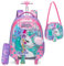 HTgroce Schulranzen Rucksack Trolley mit 2 Rollen für Kinder Mädchen, Einhorn Schulranzen mit Rollen für Mädchen School Bag Trolley