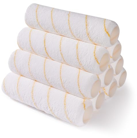 HANJKINZ 9 Inch Microfiber Paint Roller Covers, 10 Pack, Paint Rollers 9 Inch (3/8 Nap), Large Paint Rollers, Paint Supplies for Painting Walls