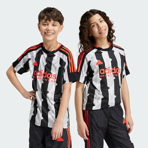 adidas Kinder Hot T-Shirt, Black/Chalk White/Bright Red, 128