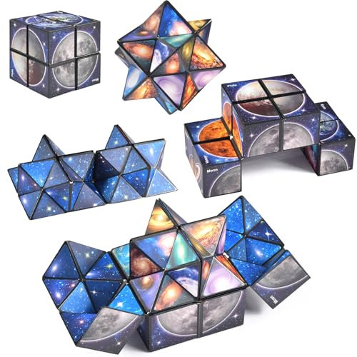Wffeila Magic Star Cube,2 en 1 Cube Magique du Ciel étoilé,Cube Soulager Le Stress et lAnxiété, Puzzle 3D, Jouet Anti-Stress Cadeaux Créatifs Garçons Filles