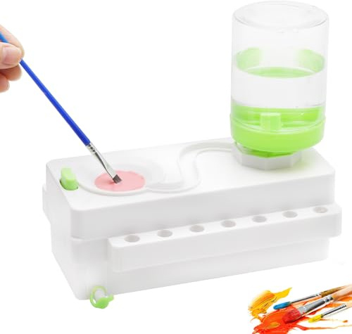 Pinselreiniger Bürstenspüler, Künstlerbedarf Bürstenspüler für Acryl, Multifunktionaler Pinsel Reiniger, Make up Pinsel für Öl, Brush Rinser Wasserkreislaufspüler, Acryl, Aquarell, Malerei (Grün)