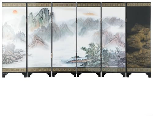 Mini-Klappwand, Vintage, Retro, Raumteiler, chinesischer Stil, Holz, erweiterbare Größe 48 x 24 x 0 6 cm