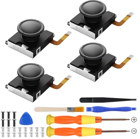 BRONAL Hall Effect Joystick Ersättning, ingen drift, ersättande joystick analog tumme för brytare | OLED & Switch Lite höger/vänster pinne (4 st med reparationssats)
