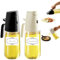 (2 Pieces) Olive Oil Sprayer for Cooking with Labels, 2 in 1 500ml/17oz Glass Dispenser Bottle for Kitchen, Oil Mister Spray Bottle for Air Fryer, Salad, Frying, BBQ