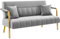 Yaheetech Sofá de Tela de Terciopelo de Dos Plazas con Reposabrazos y Patas de Metal Loveseat Moderno con 2 Cojines para Salón/Dormitorio Gris Claro