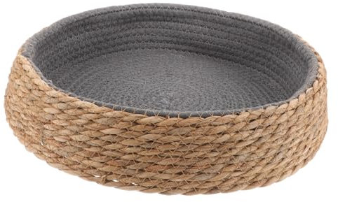 BESPORTBLE Haustierbett Aus Stroh Und Weide Rundes Atmungsaktives Hundebett Mit Waschbarem Kissen 38cm Für Welpen Und Katzen Im Schlafzimmer