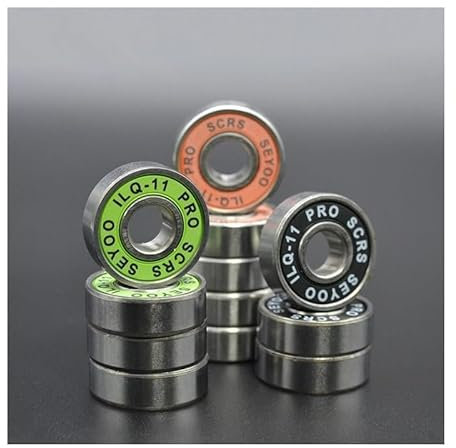 8Pcs 608 2RS Bearing ILQ-11 8x22x7 Green Longboard Speed Inline Skate Wheel Bearing Skate Scooter Smooth Skate Scooter Bearing IINKUEYK(8Pcs ILQ-11 Black)
