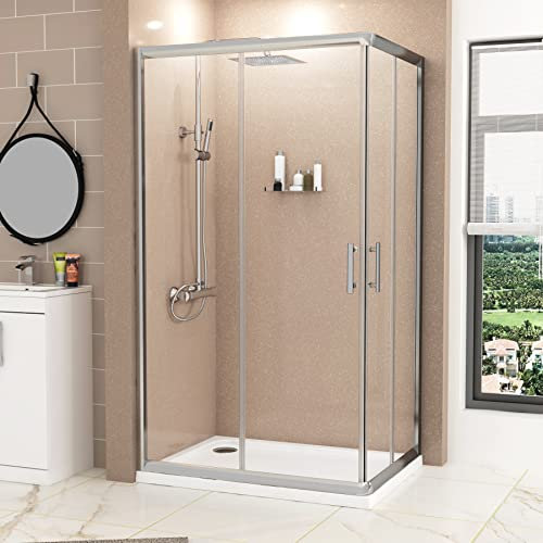 Plaza 900 x 700mm Corner Entry Shower Enclosure Rectangular 6mm Glass Reversible Cubicle Double Sliding Door