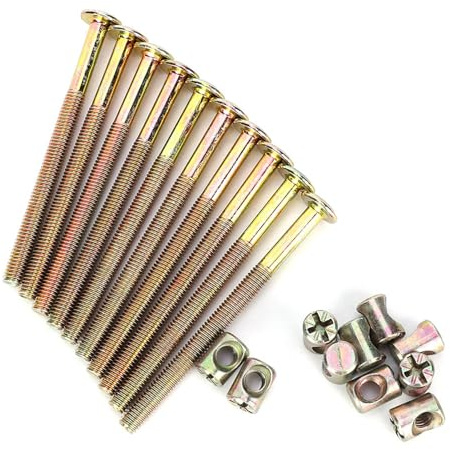 Kodrily M6 X 90mm Bed Frame Bolts Set, 10Pack Dowel Furniture Bolts and Barrel Nuts, Steel Furniture Screws, Bed Hardware Replacement Kit for Beds Chair Spare Connector Parts