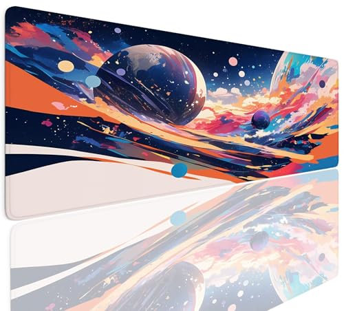 Tapis de Souris Gaming XXL 1600x800x4mm Grand sous Main Bureau, Gamer Mouse Pad Base en Caoutchouc Antidérapant Étanche Mouse Mat Accessoire Bureau pour Ordinateur, PC, Jeux, étude, Maison Art 4-39