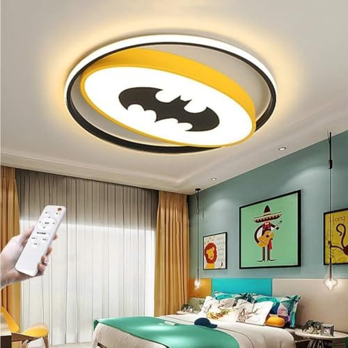 WJLL LED Deckenlampe Kinderzimmerlampe Dimmbar Deckenleuchte für Kinder Acryl Lampenschirm Kreative Cartoon Decke Licht Mit Fernbedienung Schlafzimmer Arbeitszimmer Beleuchtung Lampe Gelb 40cm