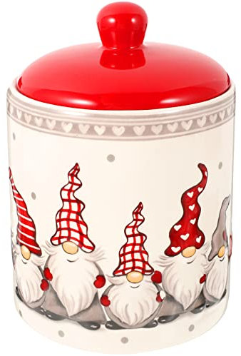 BESPORTBLE 1 Stück Vorratsdose Keramik Weihnachten, Lebensmittelbehälter mit Deckel, Gebäckdose, Plätzchendose, Tee- und Getreidespeicherboxen, 18 x 13 cm, Bunt