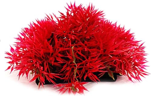 Zhhuoc Red Artificial Flowers, Fake Flowers, Artificial Pine with Base Grass Fish Tank Ornament Aquatic Plant Landscape Decor, Aquarium Décor Plastic Plants
