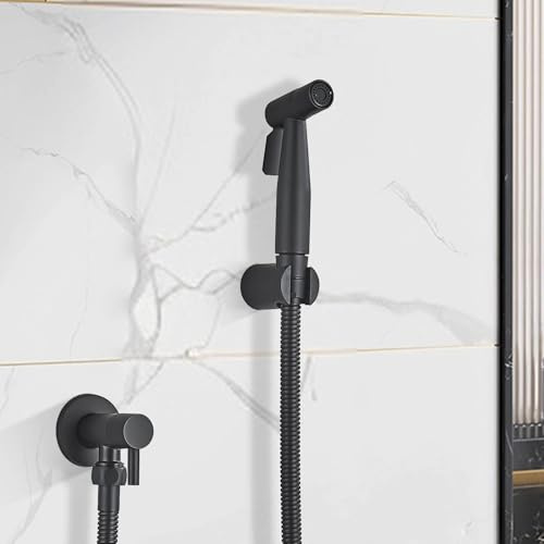 HARNART Bidet Toilettensprüher Schwarz Bidet Hand Shower bidet Handbrause Set Edelstahl Duschkopf Armaturen für Haustierbad Körperpflege WC und das Baden von Haustieren Standard G1/2 Schnittstelle