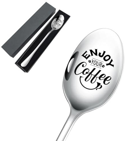 Funny Coffee Spoon, Friend Gifts, Xmas Gifts for Women, Enjoy Your Coffee Spoon for Women Friend Anniversary Christmas