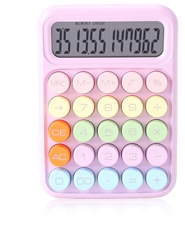 Calculatrice,Calculatrice Colorée avec Clavier Mécanique, Mini Calculatrices De Poche,Calculatrices avec Clavier Mécanique Type Machine à écrire,écran Grand Portable pour école (Lilas Violet)