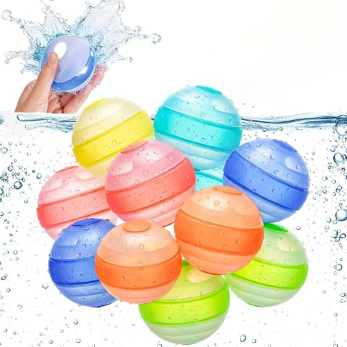6/12/24 Stück Wasserbomben Wiederverwendbar, Schnell Befüllbare Wasserbomben Selbstschließend, Nichtmagnetischer Sicherheits Wasserball, Wasserballons für Strand, Pool, Wasserpark