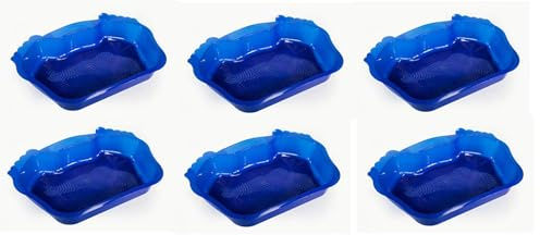 Set 6 Vascette Lavapiedi per Piscina Fuoriterra – Plastica Blu Antiscivolo – Compatibile Intex, Bestway, Gre
