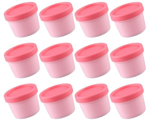 TINEASUR Lot de 12 Pots de Crème Vides avec Couvercles, Contenant Cosmétique en PP, Petit Bac à Glace Maison Portable pour Voyage et Rangement de Masque Facial