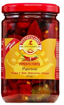 TuttoCalabria Peperoncino Calabrese Intero 285gr Conservato Sott'Olio Non OGM Made in Italy