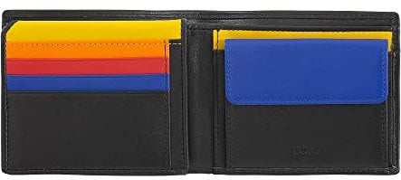 DUDU Klassisches mehrfarbiges Herren Portemonnaie RFID in Leder Schwarz