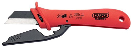 Draper Expert 04616 180mm VDE Approved Fully Insulated Cable Knife, Red