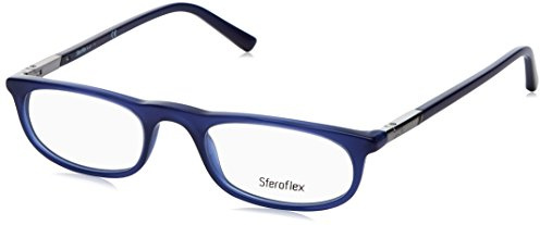 Sferoflex Mens SF1137 Oval Prescription Eyewear Frames, Blue/Demo Lens, 52 mm