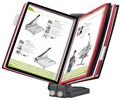 Wand und Tischständer Sichttafel System OfficeForce - mit 10 Sichttafeln A4 - Mehrfarbig Dokumentenhalter für Messehallen, Restaurants, Büros, Behörden, erweiterbar bis 20 Sichtfenster (01124)