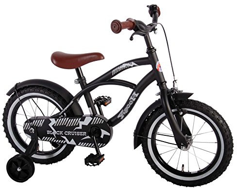 Black Cruiser 14 Zoll Fahrrad Qualitäts Kinderfahrrad mit Stützräder Bike schwarz matt 41401