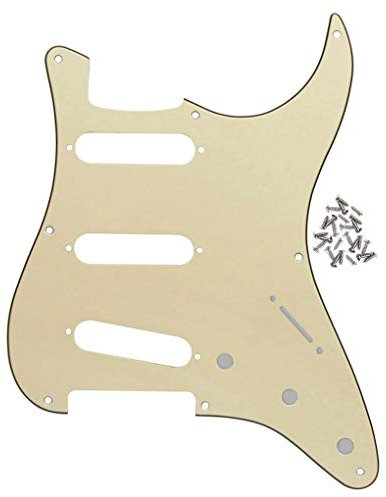 FLEOR 8-Loch SSS ST Pickguard E-Gitarre Scratchplate mit Schraube für Vintage Style ST Gitarrenteile, 3-lagige Creme