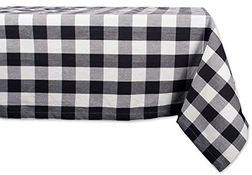 DII Buffalo Check Collection Klassische Tischdecke mit Bauernhaus-Motiv, Baumwolle, schwarz/weiß, 52 x 52 (Square)