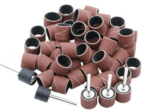 50 Schleifen Drum 1/2 (Zoll) Körnung 240 sand Bands Schaft Rotary Tool Kit mit 5 x spannfuttern