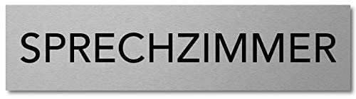 Interluxe Türschild Sprechzimmer 200x50x3mm, Schild selbstklebend aus Aluminium, modernes Design für Praxis, Kanzlei, Büro