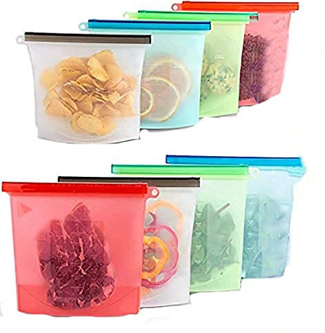 Paquete de 8 Bolsas Reutilizables de Silicona para Almacenamiento de Alimentos