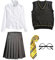FStory&Winyee Zauberer Set Bluse Rock Weste Krawatte Brille Kostüm Zubehör für Kinder Erwachsene Zubehör Set Striped Tie Gestreifte Krawatte zum Karneval Fasching Halloween,2 Weiblich-gelb,L