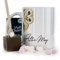 Hairyworm Personalised Mug and Belgian Milk Chocolate/Hot Chocolate Stirrer Marshmallow Gift Set, Custom Name (11oz) White, Yellow, Blue, Black, Pink Mug with Multicolour Barn Owl Design, Owl Mug