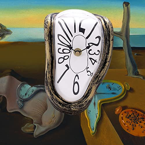 Lafocuse Lautlos Salvador Dali Uhr, Geschmolzene Uhr Ohne Tickgeräusche, Tischuhren Modern Schmelzende Uhr Deko für Regale Schreibtisch 18x13x15cm