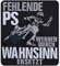 Biker Aufnäher Fehlende PS werden durch Wahnsinn ersetzt Aufbügler/Patch zum annähen Bügelbilder Geschenk Motorradfahrer Applikation für Jacke/Weste/Jeans/Boots/Motorradkoffer 80x90mm