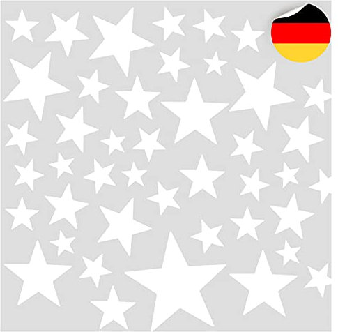 Little Deco 60 Sterne Wandtattoo Kinderzimmer Stars Wandsticker Set Aufkleber Wanddeko Spielzimmer Babyzimmer Kinder Schlafen Weiß DL608