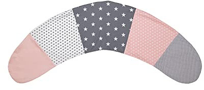 ULLENBOOM ® Stillkissenbezug 170x34 cm Rosa Grau (Made in EU) - Bezug für Stillkissen, Seitenschläferkissen & Co mit den Maßen 170x34 cm, 100% Ökotex zertifizierte Baumwolle
