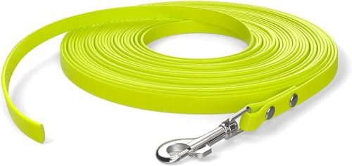 5m Schleppleine, Hundeleine, 1 Karabiner, Neon-Gelb, extra schmal, schmutz- und wasserabweisend