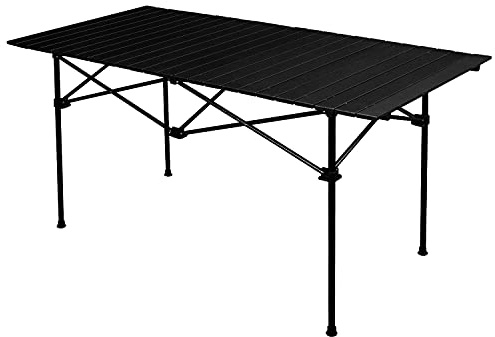 anndora Campingtisch rechteckig 140 cm x 70 cm für 6 Personen faltbar Tischfläche Aluminium - schwarz
