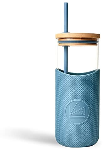 Neon Kactus Glass Water Bottle | Glass Tumbler with Straw and Lid | Reusable Glass Drinking Bottle for Hot & Cold Drinks | Non-Permeable, Leakproof, Dishwasher-Safe | Super Sonic, 1000 ml