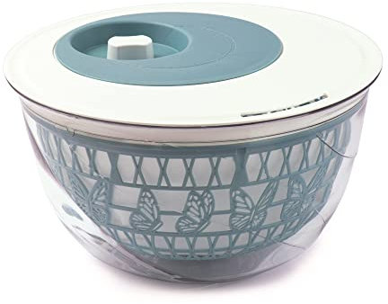 Snips, Essoreuse à Salade Madame Butterfly, 4 Lt, Essoreuse à Salade Sécheuse Laveuse 27 x 27 x 15 cm, Bleu Clair, Made in Italy, 0% BPA e phthalate free