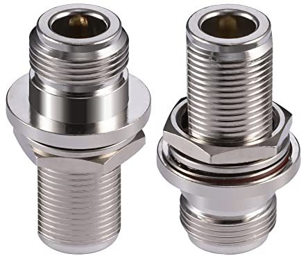 Vecys 2PCS N Weiblicher Schottanschlussadapter N-Typ-Buchse auf N-Typ-Buchse Schott-Koaxialkabel-Adapter 50 Ohm für CB-Funk-WLAN-Antenne