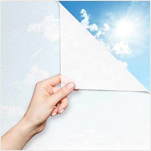 Selbsthaftende Statische Fensterfolie Blickdicht Sichtschutzfolie Milchglasfolie Milchfolie Anti UV Büro Adhäsionsfolie (Transparent, 30x100cm)