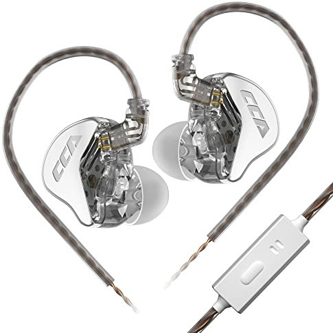 CCA CRA Ultradünne Membran Dynamic Driver IEM Kopfhörer, Musik Bass In-Ear-Monitor Kabelgebundene Kopfhörer mit Mikrofon, abnehmbares 2-poliges OFC-Kabel, Geschenk für audiophile Sänger (CRA Weiß, mit