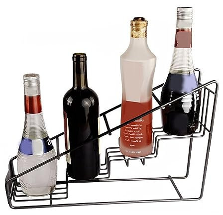 Porte-bouteille en fil de fer 4 compartiments Porte-bouteille à sirop transparent Support de bouteille en acier inoxydable Compartiment Porte-bouteille en fil Étagère à épices pour bar à café de cuisi