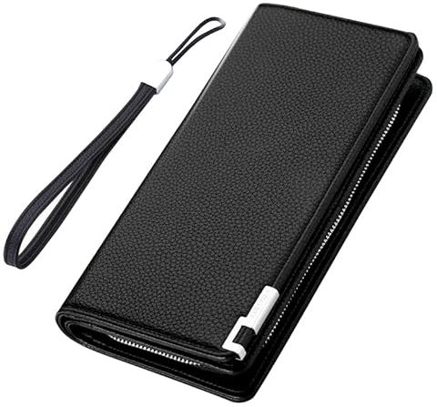 Nouveau Portefeuille pour Homme, Portefeuille Long pour Homme (Noir), Portefeuille Long en Cuir - Pochette multifonctionnelle de Grande capacité, Portefeuille pour téléphone Portable